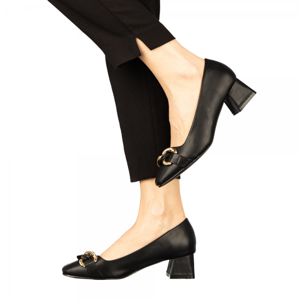 Дамски обувки с ток черни от еко кожа  Sansiro, 4 - Kalapod.bg